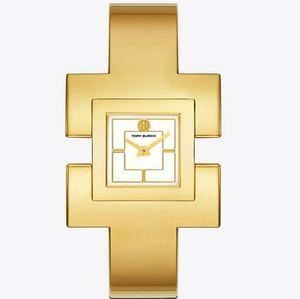 SOLD:TORY BURCH BANGLE WATCH, GOLD-TONE/CREAM